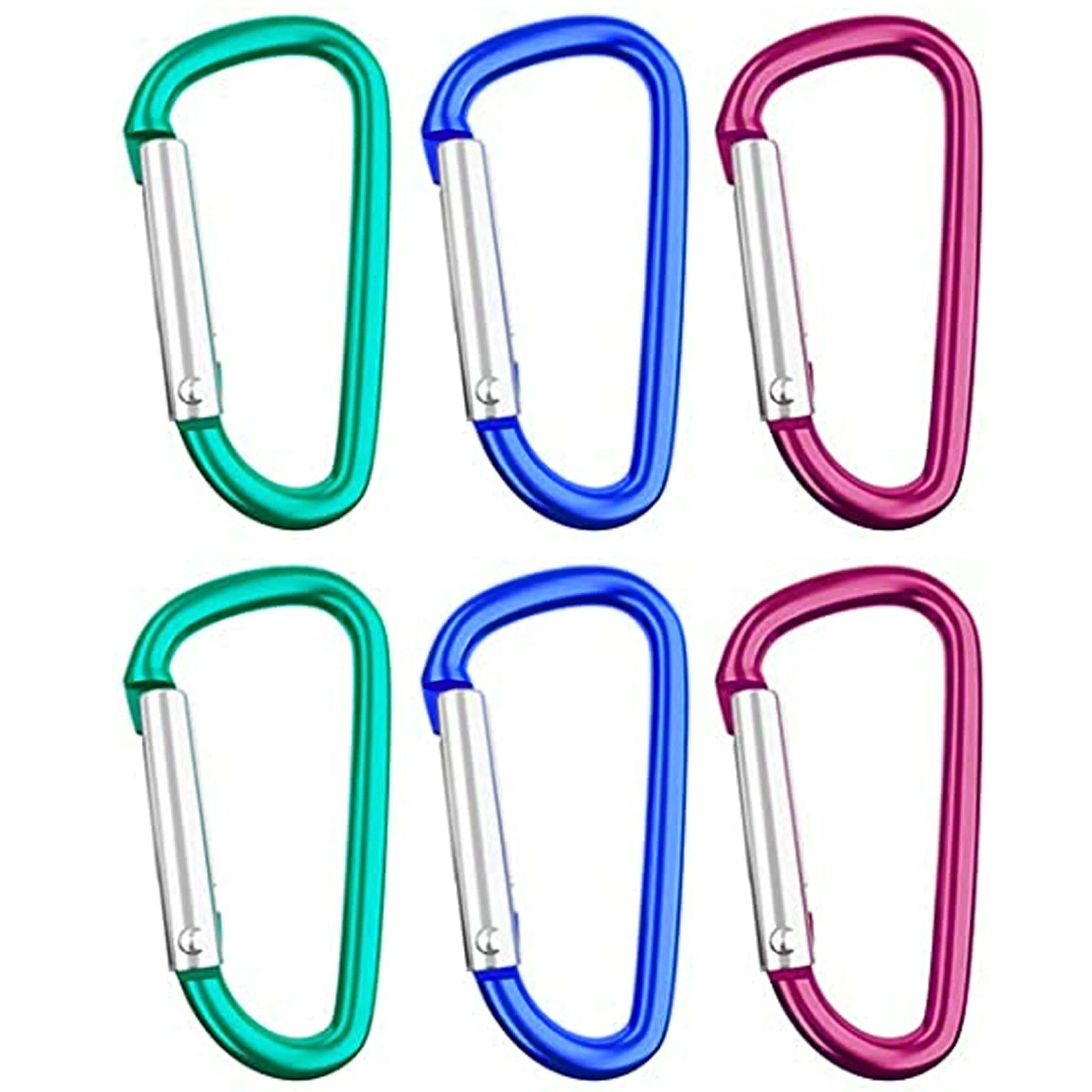 6 Pc D Ring Carabiners Grocery Bag Holder Handle Aluminum Strong Stroller Hooks