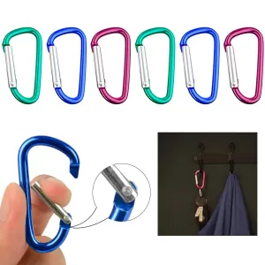 6 Pc D Ring Carabiners Grocery Bag Holder Handle Aluminum Strong Stroller Hooks