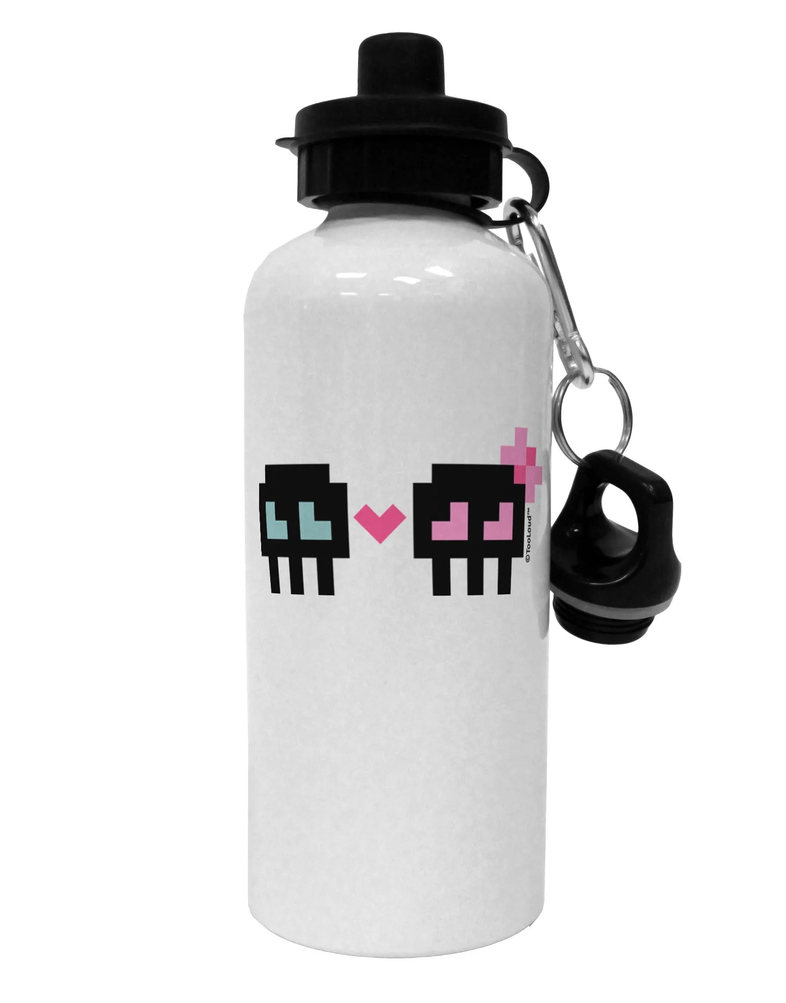 8-Bit Skull Love - Boy and Girl Aluminum 600ml Water Bottle