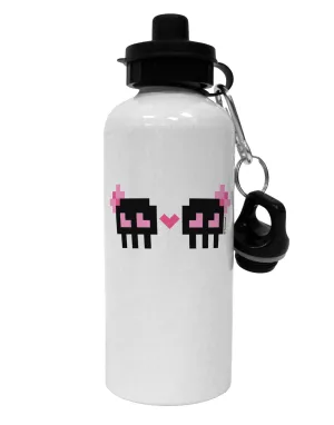 8-Bit Skull Love - Girl and Girl Aluminum 600ml Water Bottle