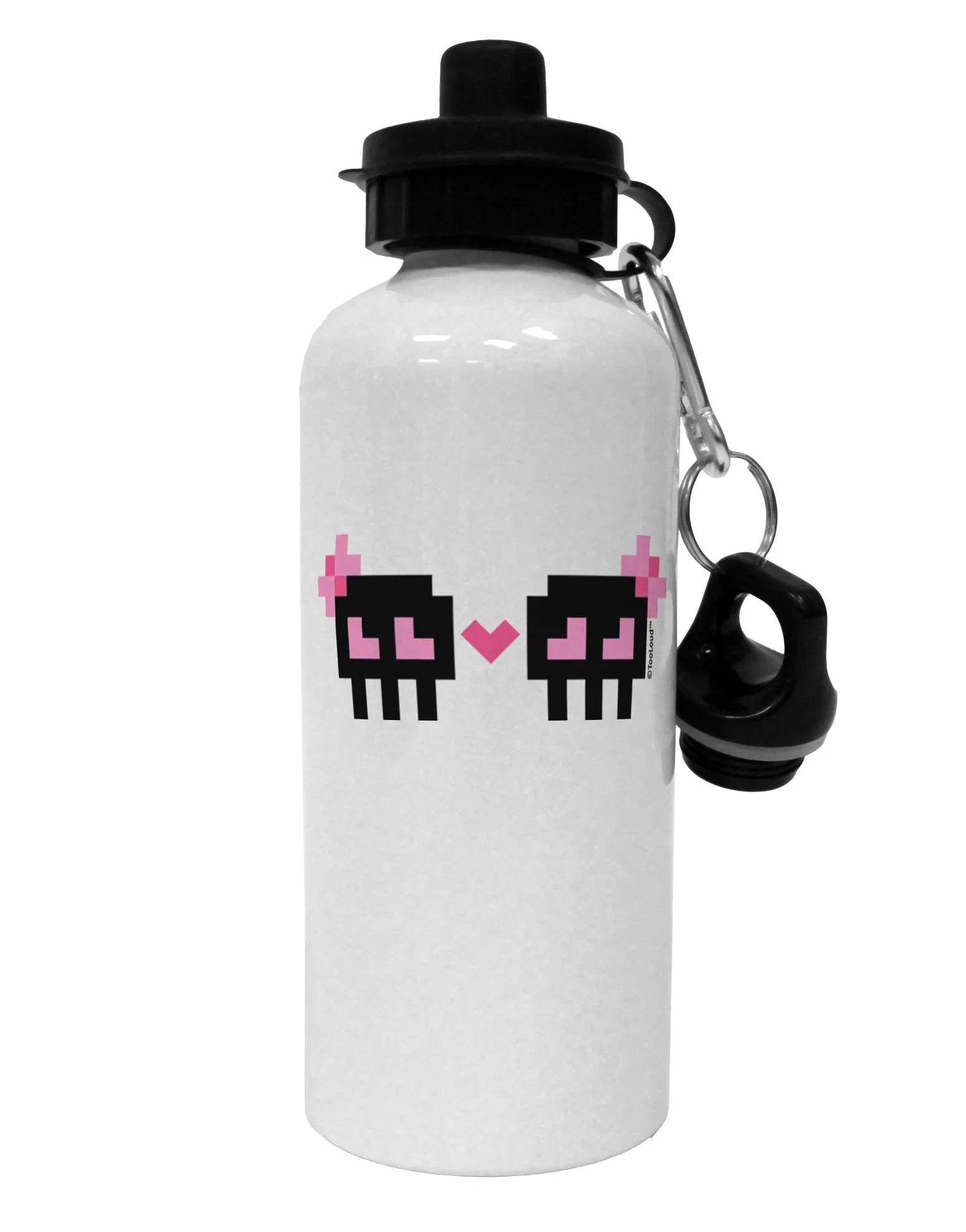 8-Bit Skull Love - Girl and Girl Aluminum 600ml Water Bottle