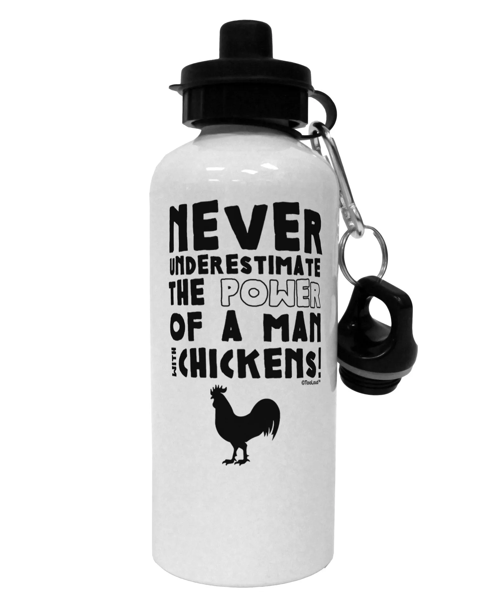 A Man With Chickens Aluminum 600ml Water Bottle by TooLoud