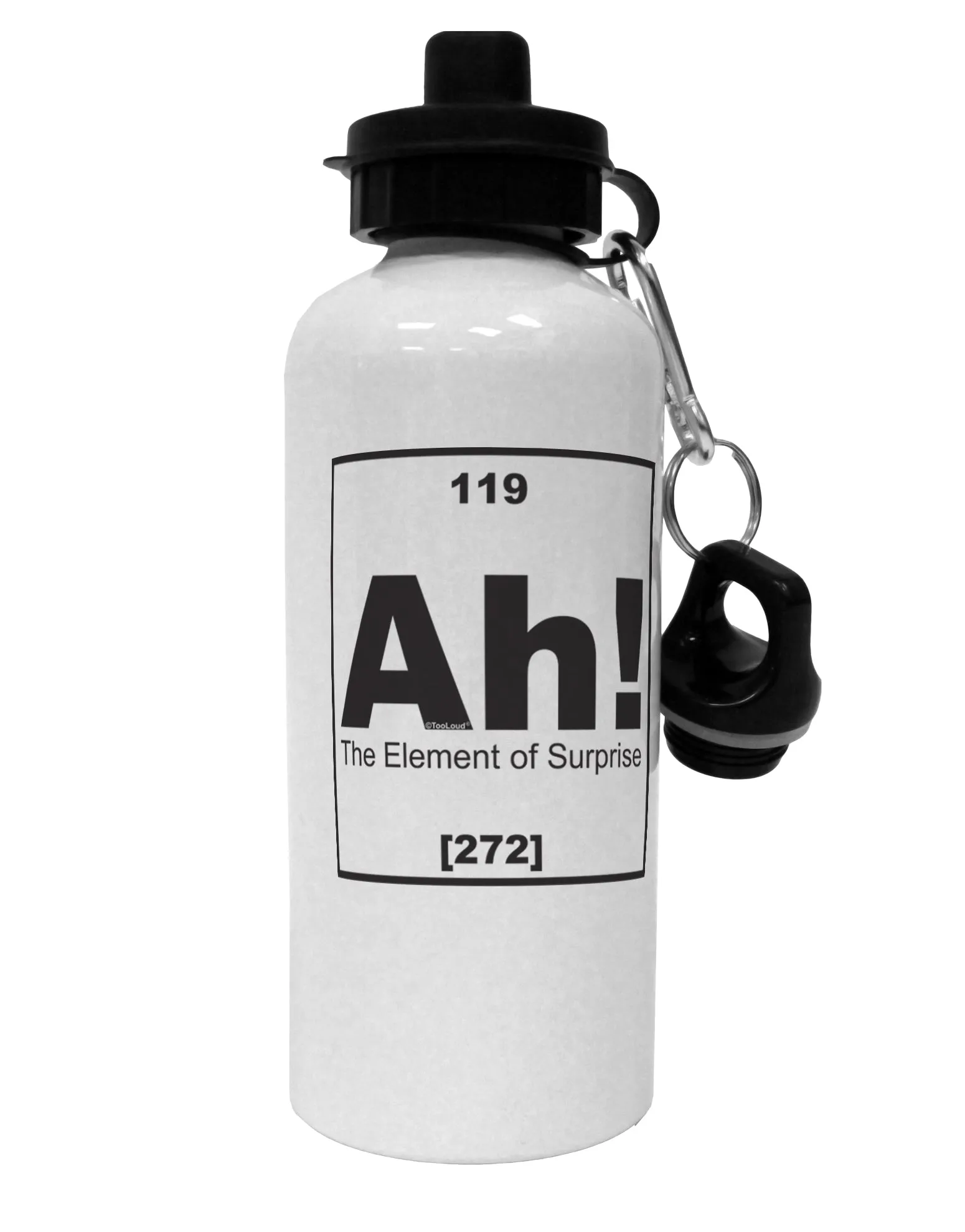 Ah the Element of Surprise Funny Science Aluminum 600ml Water Bottle by TooLoud