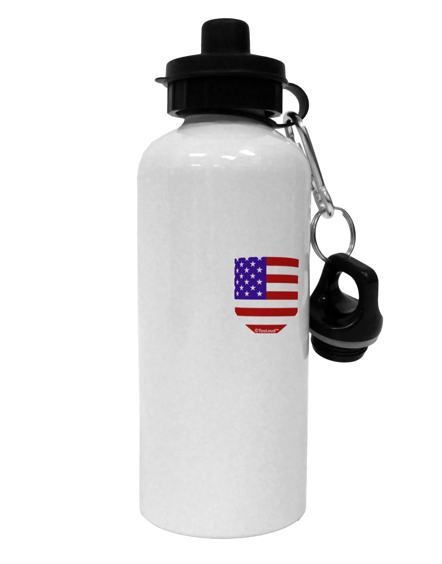 American Flag Faux Pocket Design Aluminum 600ml Water Bottle by TooLoud
