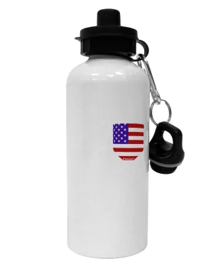 American Flag Faux Pocket Design Aluminum 600ml Water Bottle by TooLoud