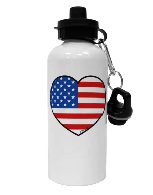 American Flag Heart Design Aluminum 600ml Water Bottle by TooLoud