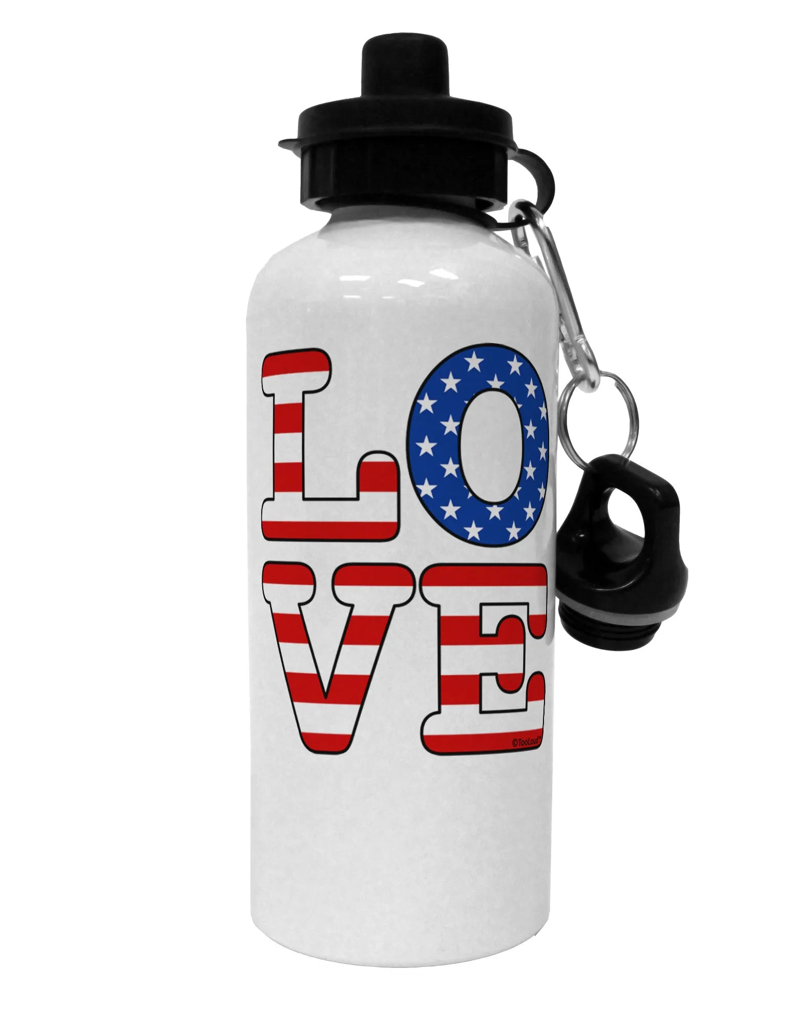 American Love Design Aluminum 600ml Water Bottle by TooLoud