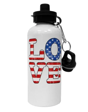American Love Design - Distressed Aluminum 600ml Water Bottle by TooLoud