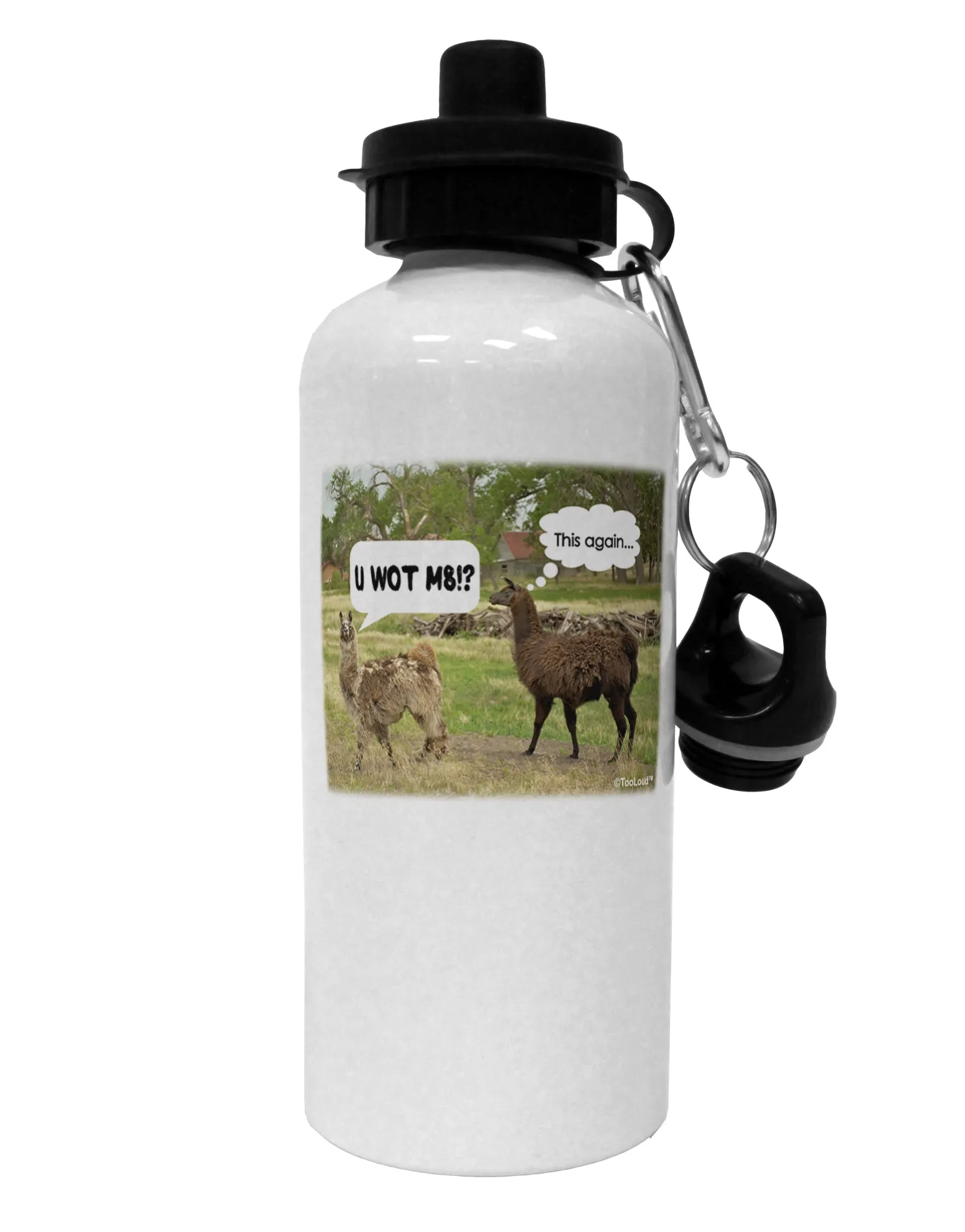 Angry Standing Llamas Aluminum 600ml Water Bottle by TooLoud
