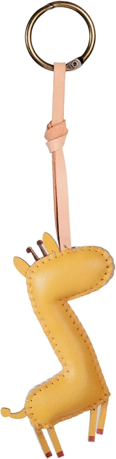 Animal Vegan Leather Charm Keychain - Hand-Sewn Bag Charm for Car Keys, Backpack Decoration, Gift for Women, Men, and Kids