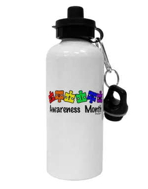 Autism Awareness Month - Colorful Puzzle Pieces Aluminum 600ml Water Bottle by TooLoud