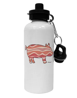 Bacon Pig Silhouette Aluminum 600ml Water Bottle by TooLoud