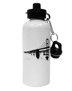 Bay Bridge Cutout Design Aluminum 600ml Water Bottle by TooLoud