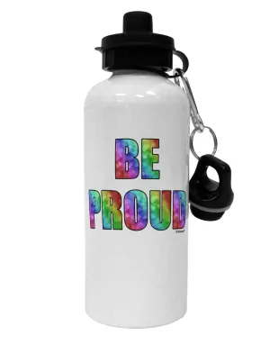 Be Proud Gay Pride - Rainbow Hearts Aluminum 600ml Water Bottle by TooLoud