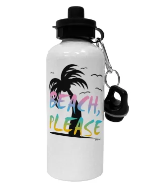 Beach Please - Summer Colors with Palm Trees Aluminum 600ml Water Bottle