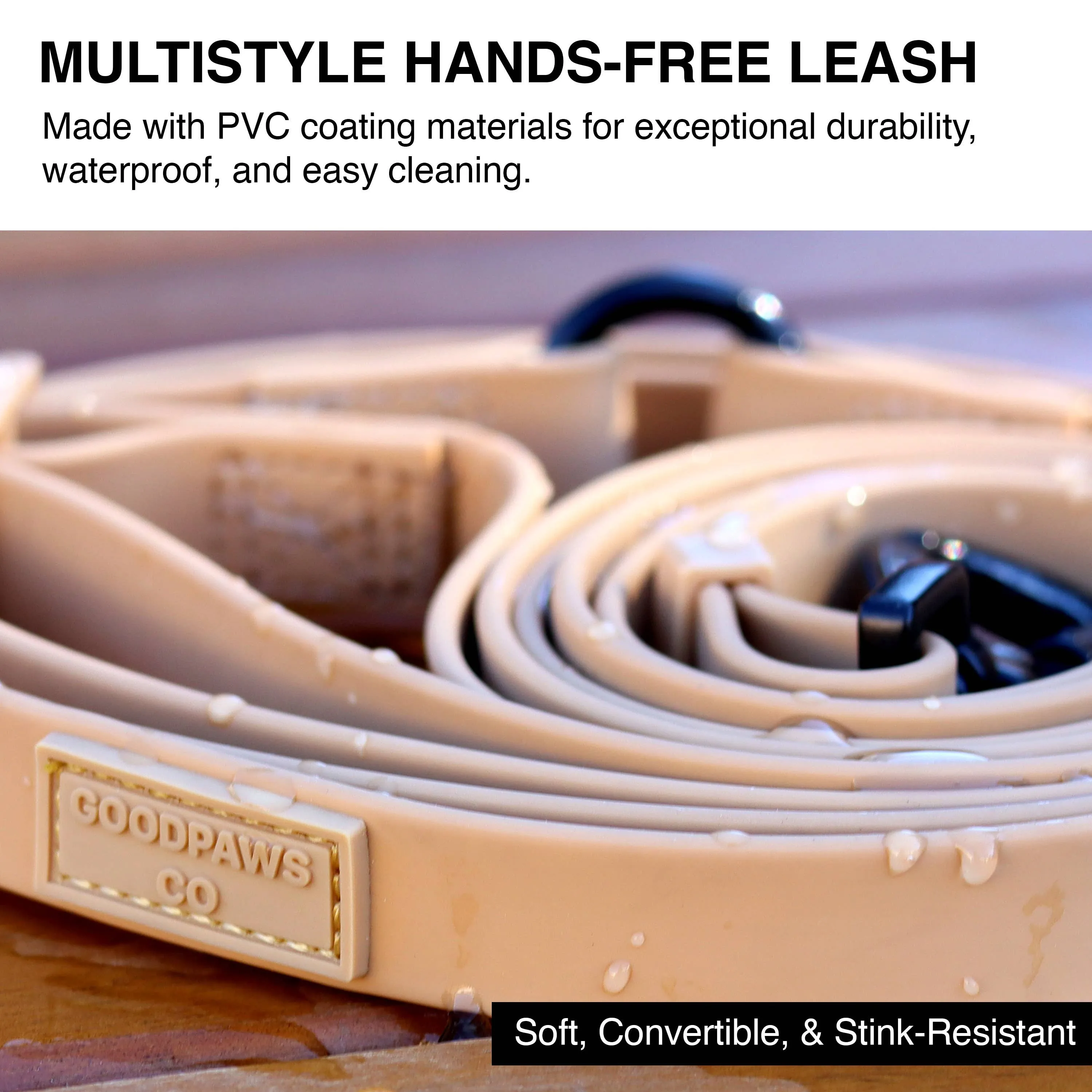 Matte Black - Soft-Touch Waterproof Hands-Free Leash