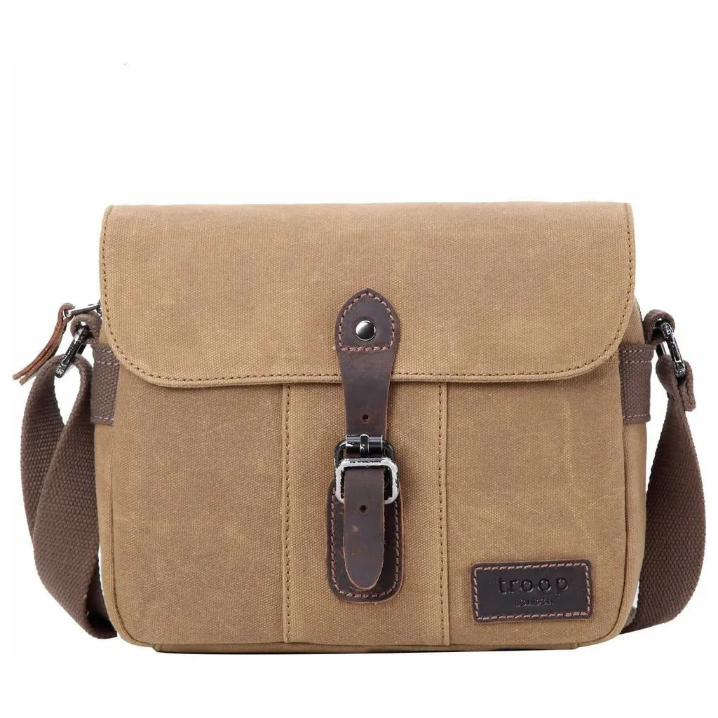 Troop London - Heritage - Canvas Leather Across body Bag, Small Travel Bag