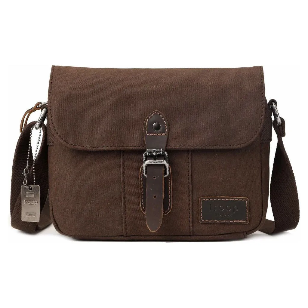 Troop London - Heritage - Canvas Leather Across body Bag, Small Travel Bag