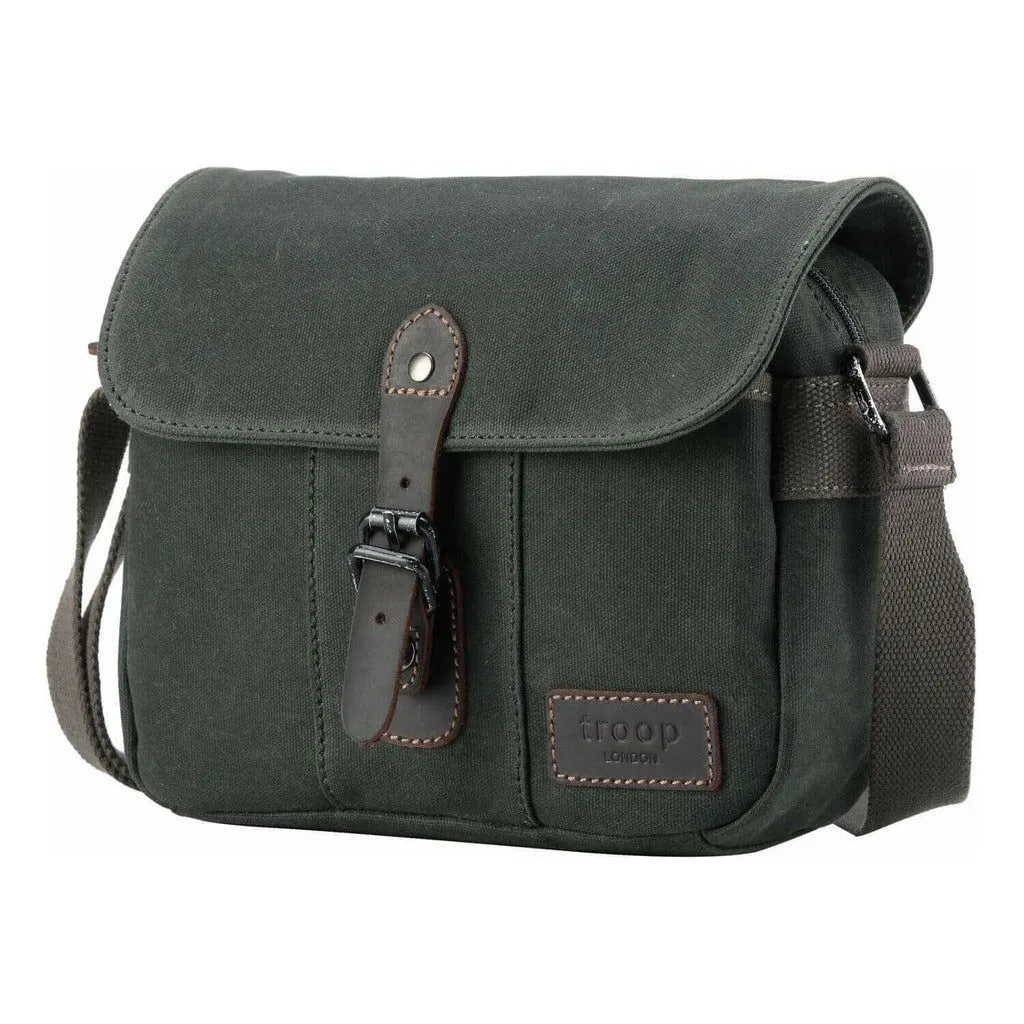 Troop London - Heritage - Canvas Leather Across body Bag, Small Travel Bag