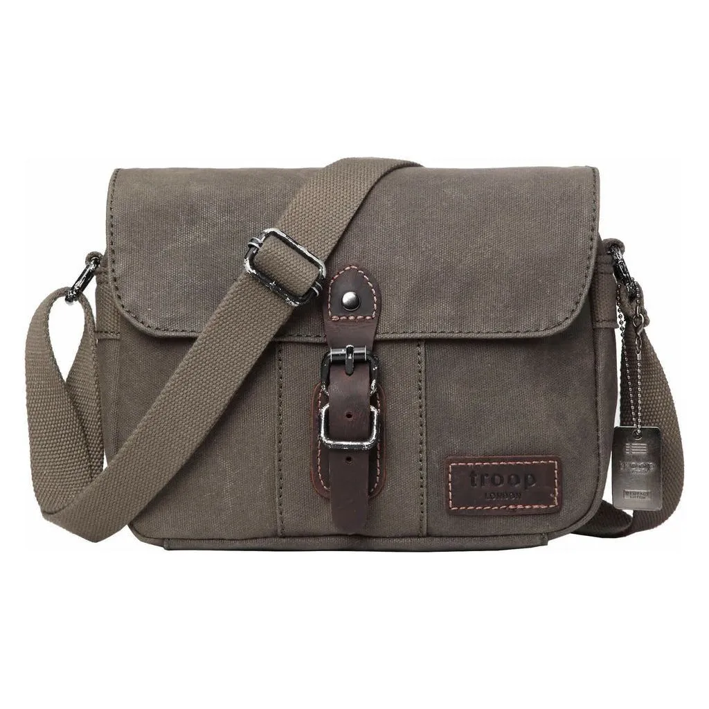 Troop London - Heritage - Canvas Leather Across body Bag, Small Travel Bag