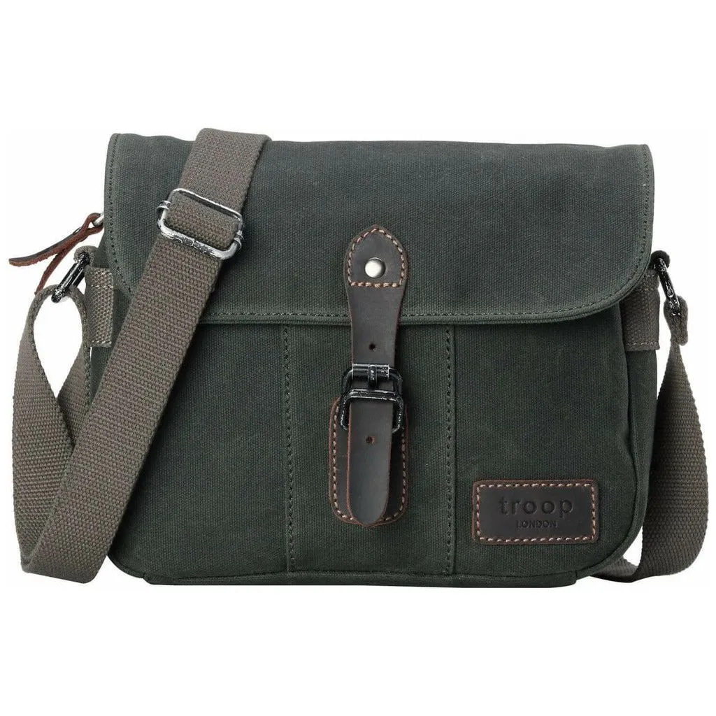 Troop London - Heritage - Canvas Leather Across body Bag, Small Travel Bag
