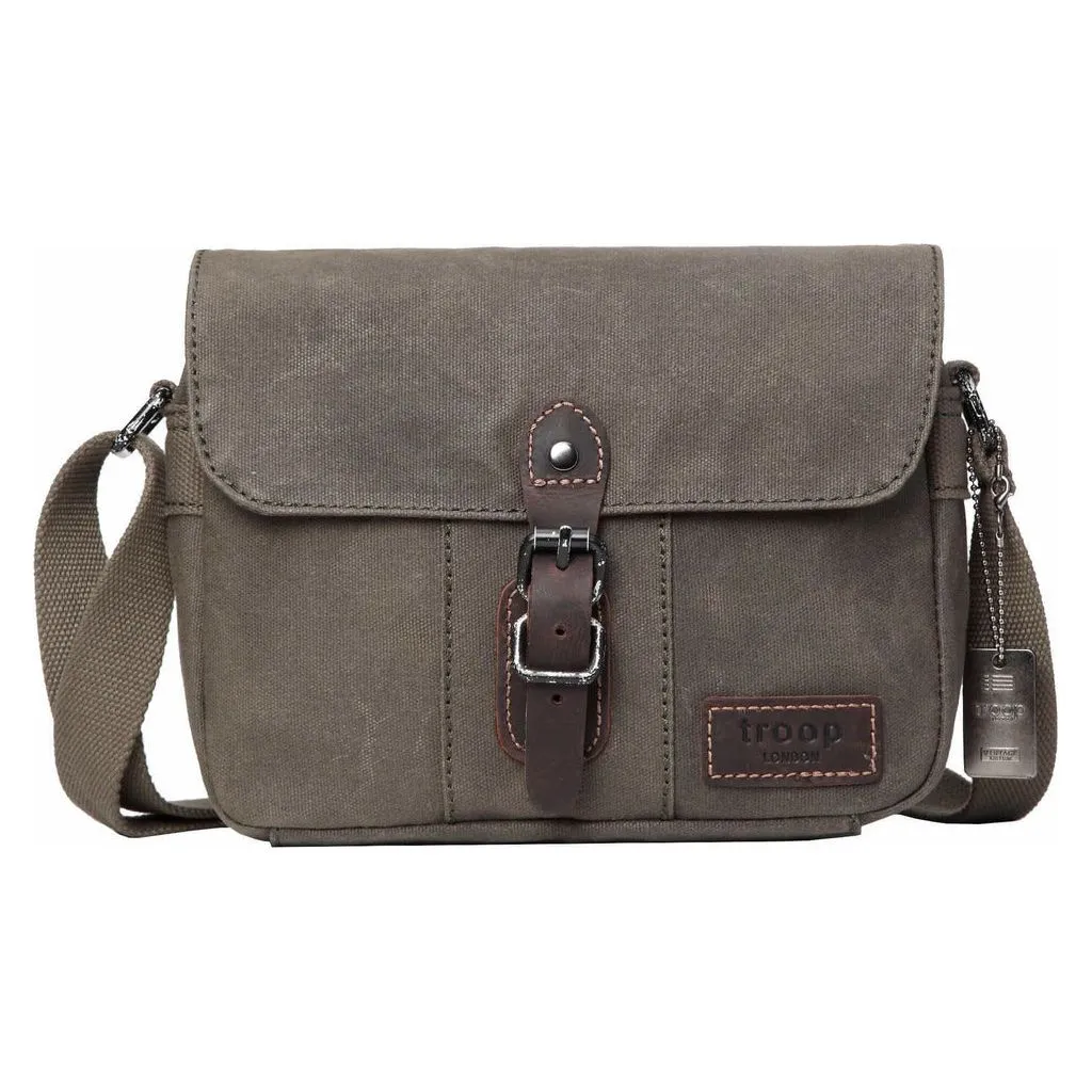 Troop London - Heritage - Canvas Leather Across body Bag, Small Travel Bag