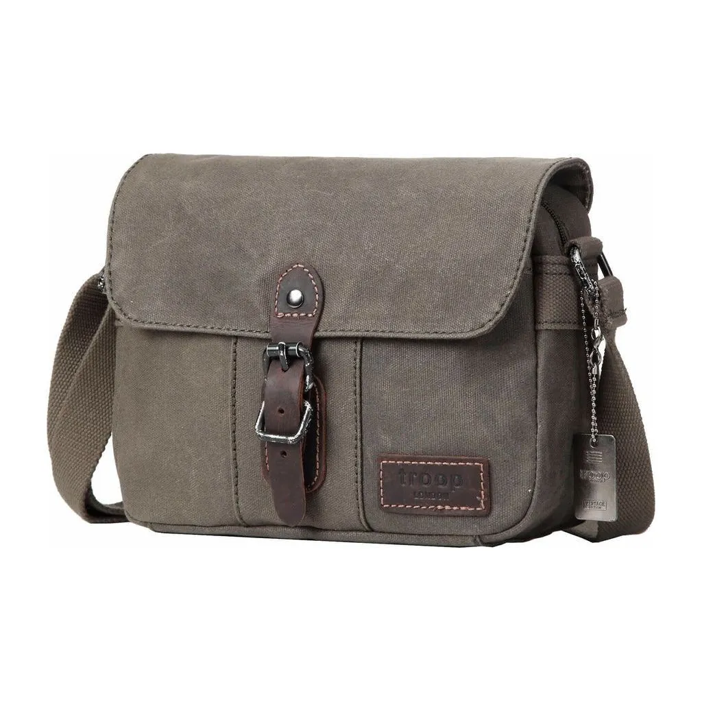 Troop London - Heritage - Canvas Leather Across body Bag, Small Travel Bag